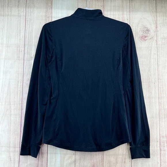 Paradox Womens Black 1/4 Zip Long Sleeve Merino Blend Pullover Top Sz Medium - Picture 2 of 7